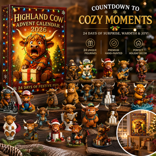 🐮Highland Cow Adventskalender 2026🎄 - handgefertigte Highland Cow Puppe (24 Stück)