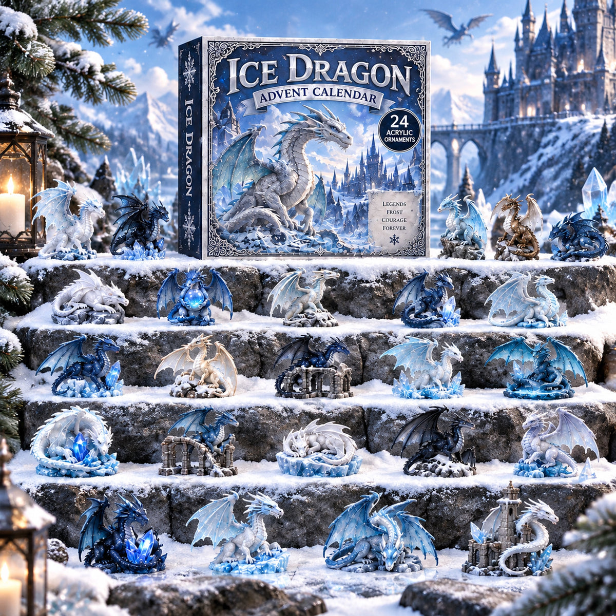 Ice Dragon Advent Calendar 2026 - 24-Day Festive Countdown, Acrylic Charms Blind Box