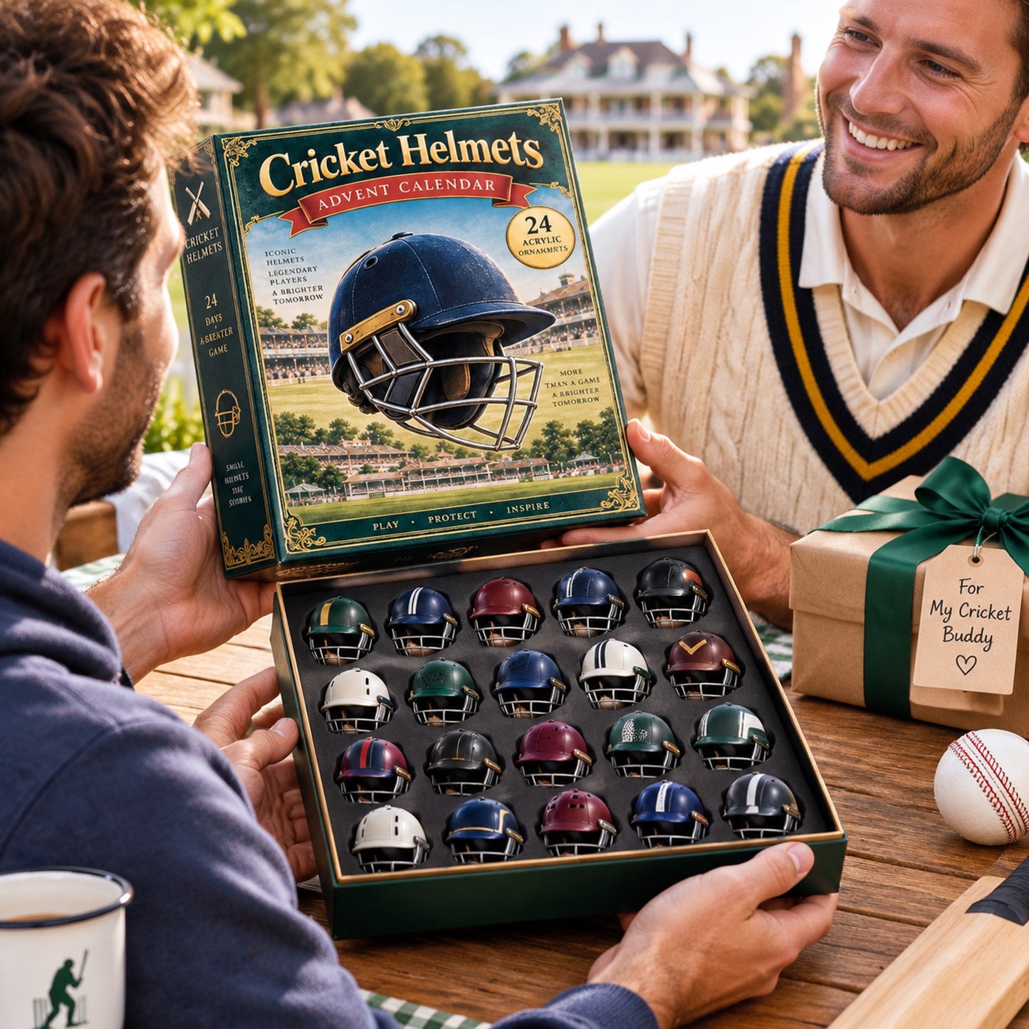 Cricket Helmets Advent Calendar 2026 - 24-Day Festive Countdown, Acrylic Charms Blind Box