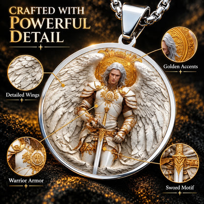 Angel Warrior Pendant Necklace for Men — Faith, Strength & Protection