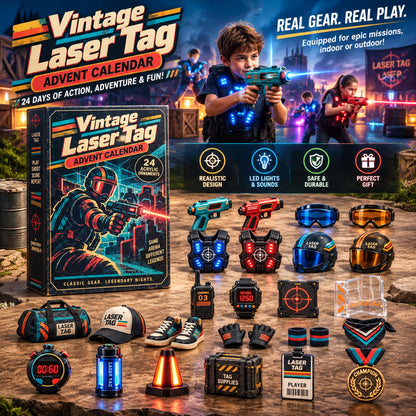 CHRISTMAS KICKOFF 40% OFF - Vintage Laser Tag Advent Calendar 2026 - 24-Day Festive Countdown, Acrylic Charms Blind Box - Gift For Laser Tag Lovers AC0NT355