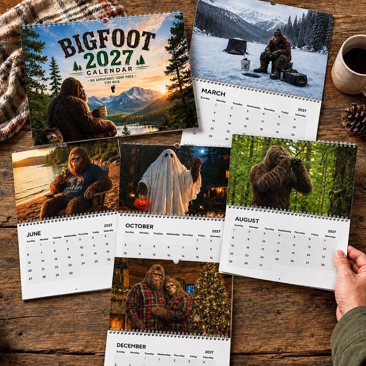 Bigfoot 2027 Calendar Funny Sasquatch Wall Calendar