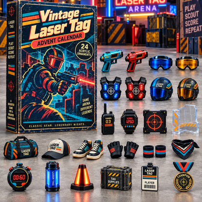 CHRISTMAS KICKOFF 40% OFF - Vintage Laser Tag Advent Calendar 2026 - 24-Day Festive Countdown, Acrylic Charms Blind Box - Gift For Laser Tag Lovers AC0NT355