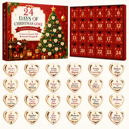 🎄24 Days of Christmas Love Countdown Calendar – Heartfelt Message Ornaments Gift