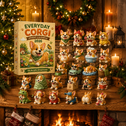 Everyday Corgi Advent Calendar 2026 - 24-Day Festive Countdown, Acrylic Charms Blind Box - Gift For Corgi Lovers