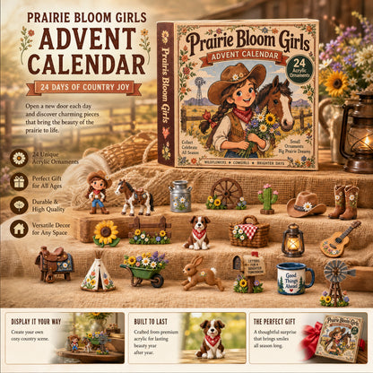 Prairie Bloom Girls Advent Calendar 2026 - 24-Day Festive Countdown, Acrylic Charms Blind Box