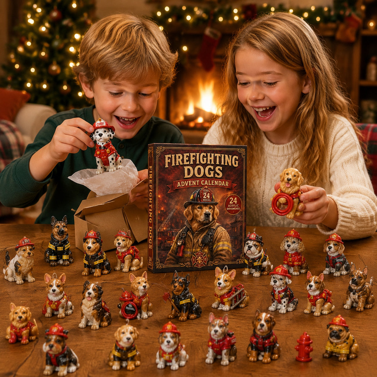 Firefighting Dogs Advent Calendar 2026 - 24-Day Festive Countdown, Acrylic Charms Blind Box