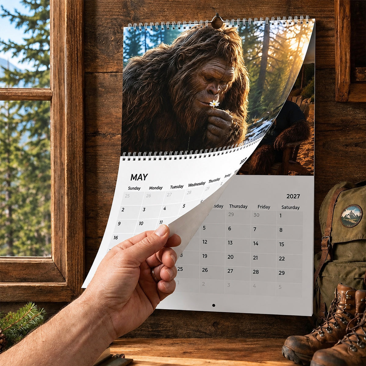 Bigfoot 2027 Calendar Funny Sasquatch Wall Calendar