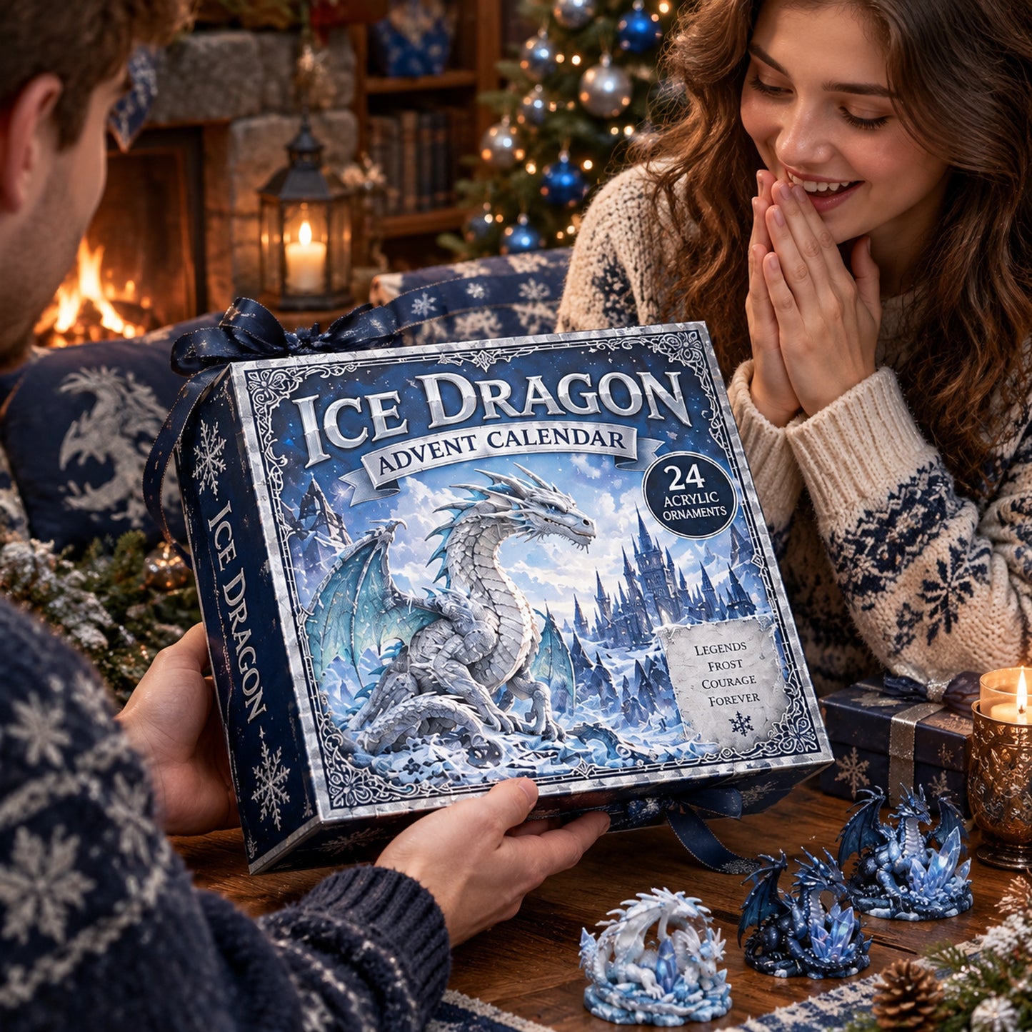 Ice Dragon Advent Calendar 2026 - 24-Day Festive Countdown, Acrylic Charms Blind Box