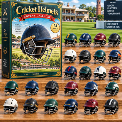 Cricket Helmets Advent Calendar 2026 - 24-Day Festive Countdown, Acrylic Charms Blind Box