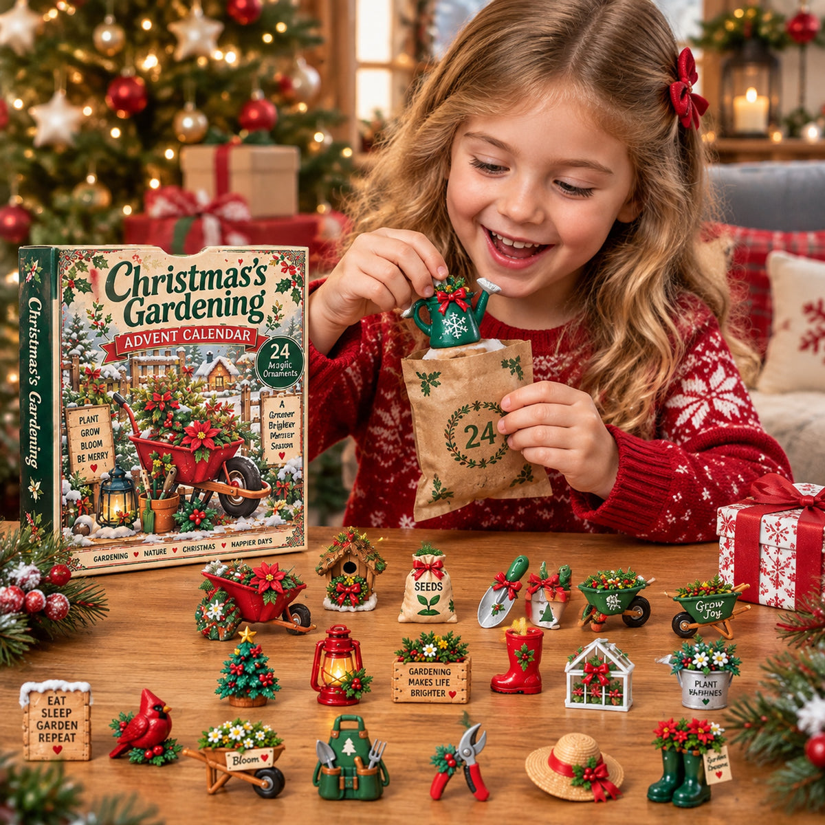 Christmas Gardening Advent Calendar 2026 - 24-Day Festive Countdown, Acrylic Charms Blind Box