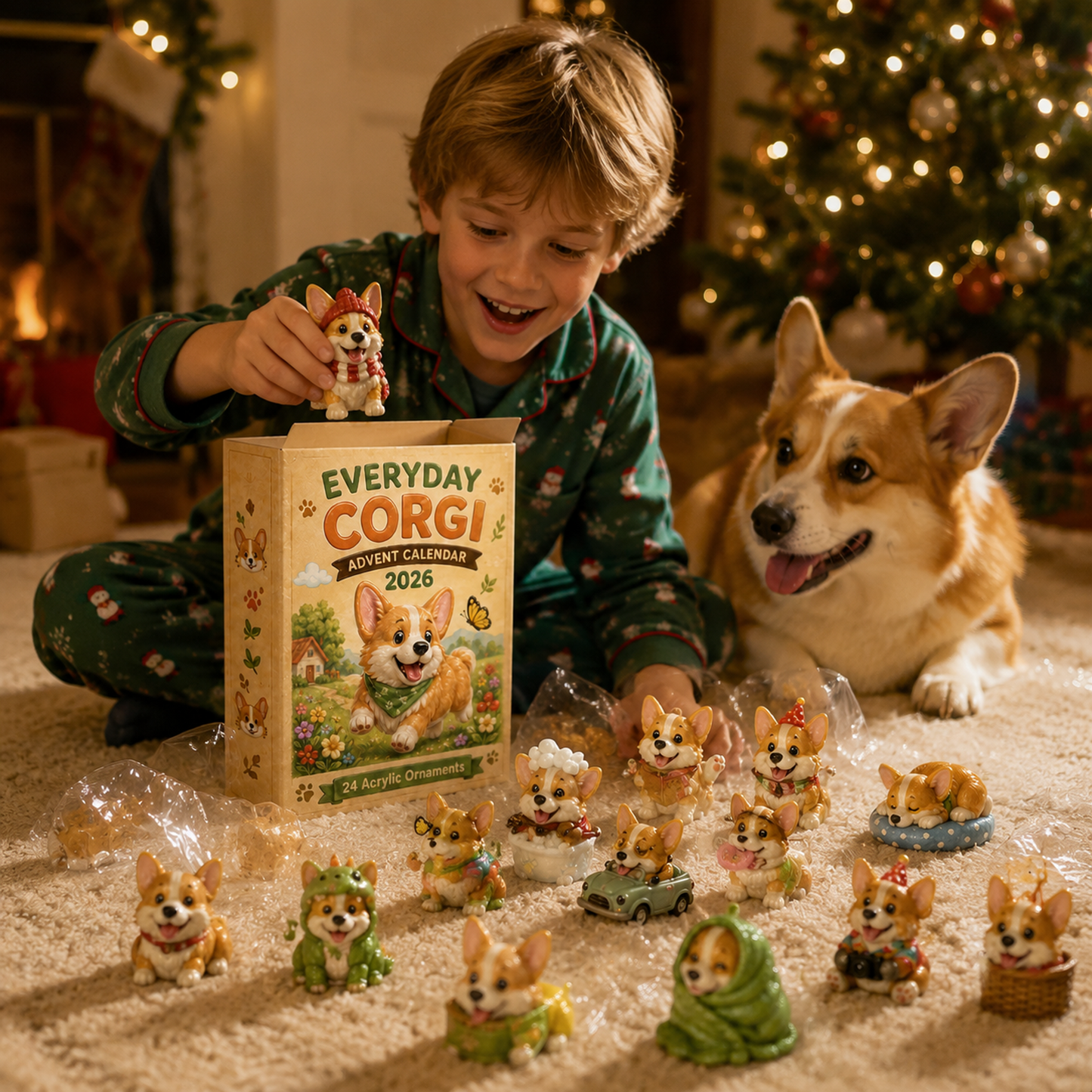 Everyday Corgi Advent Calendar 2026 - 24-Day Festive Countdown, Acrylic Charms Blind Box - Gift For Corgi Lovers