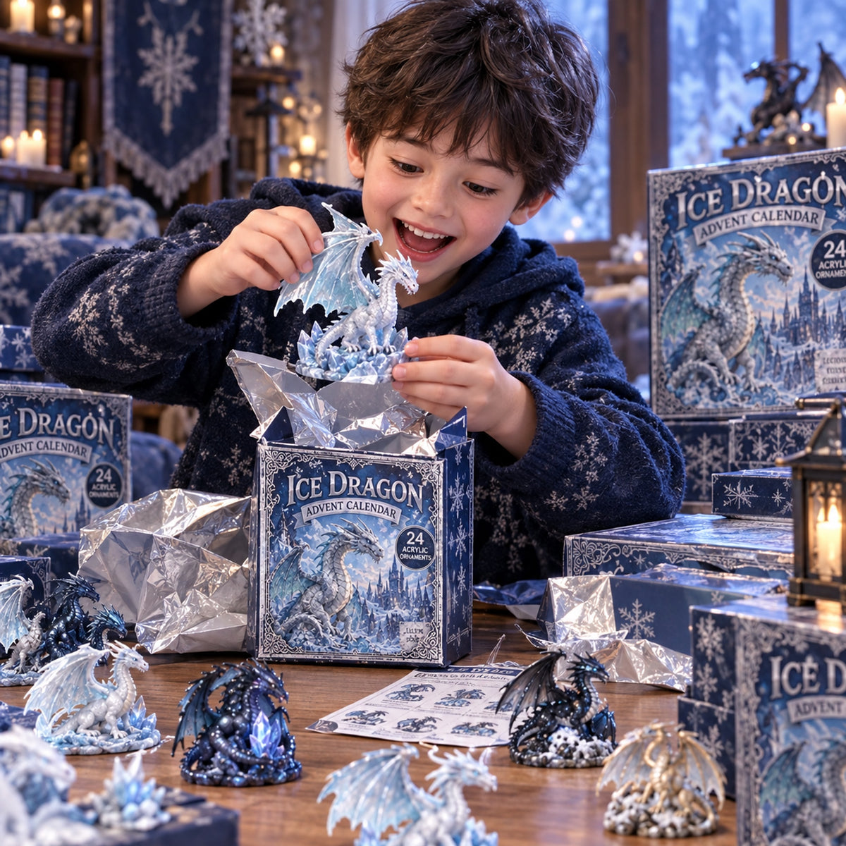 Ice Dragon Advent Calendar 2026 - 24-Day Festive Countdown, Acrylic Charms Blind Box