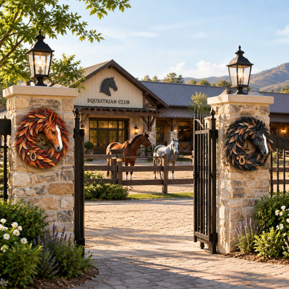 Handmade Wooden Farmhouse-Style Horse Head Wreath