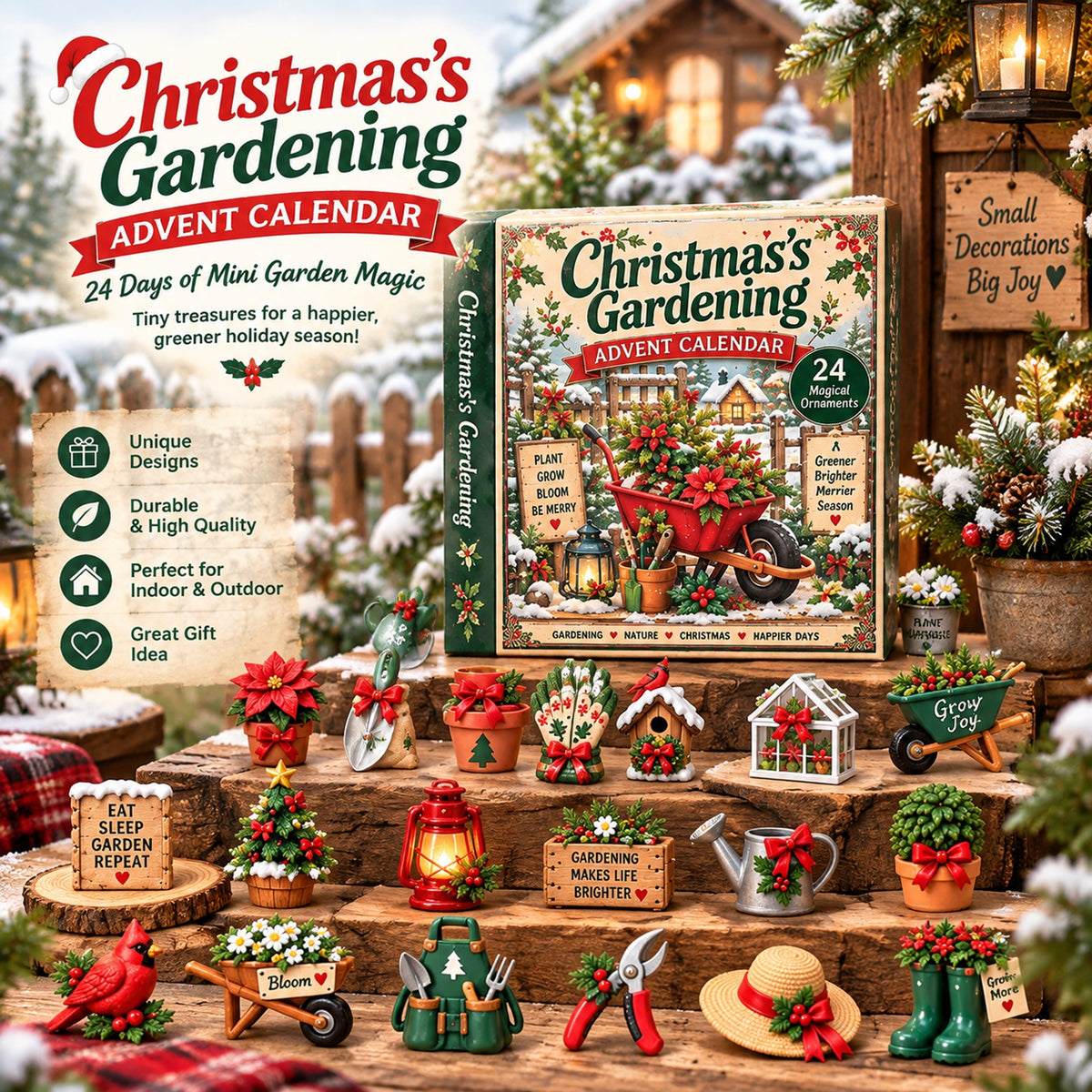 Christmas Gardening Advent Calendar 2026 - 24-Day Festive Countdown, Acrylic Charms Blind Box