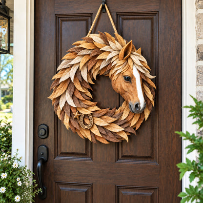 Handmade Wooden Farmhouse-Style Horse Head Wreath