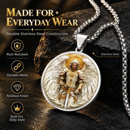Angel Warrior Pendant Necklace for Men — Faith, Strength & Protection
