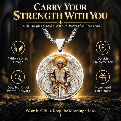Angel Warrior Pendant Necklace for Men — Faith, Strength & Protection