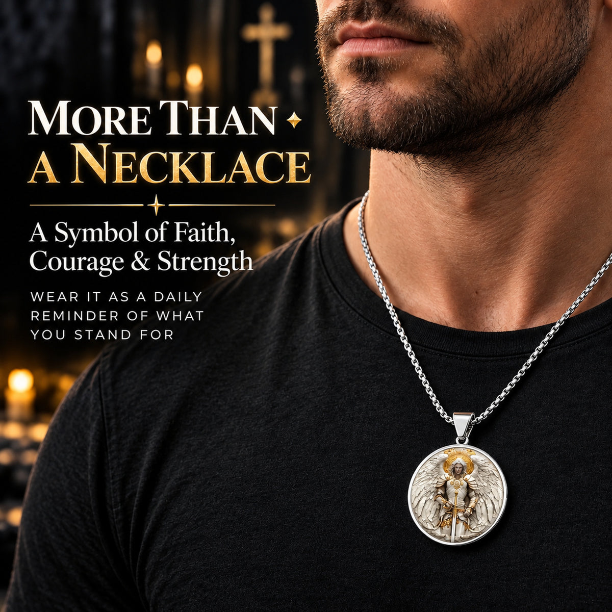 Angel Warrior Pendant Necklace for Men — Faith, Strength & Protection