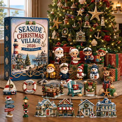 CHRISTMAS KICKOFF 50% OFF - Seaside Christmas Village Advent Calendar 2026 - 24-Day Festive Countdown, Acrylic Charms Blind Box