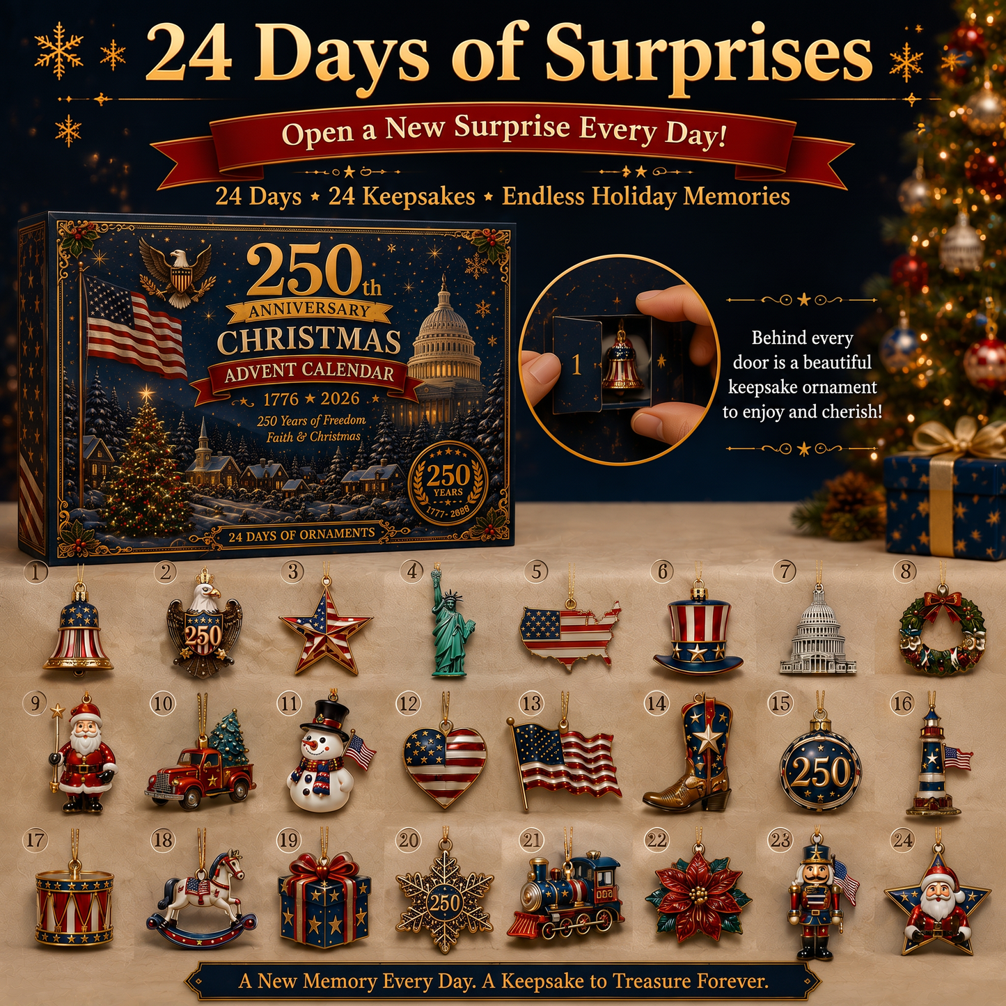 ✨ 2026 America 250th Anniversary Christmas Advent Calendar 🎄Limited Time Free shipping 🔥