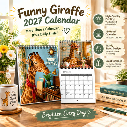 🦒 Funny Giraffe 2027 Wall Calendar – Music, Sass & Long-Necked Charm