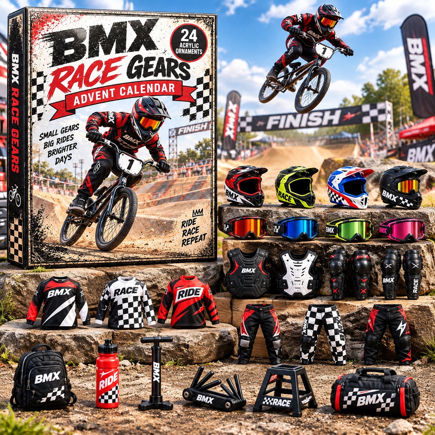 BMX Race Gears Advent Calendar 2026 - 24-Day Festive Countdown, Acrylic Charms Blind Box