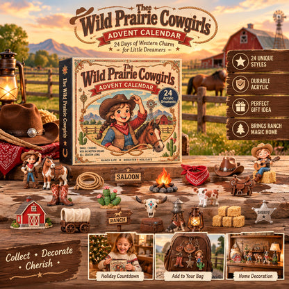 Wild Prairie Cowgirls Advent Calendar 2026 - 24-Day Festive Countdown, Acrylic Charms Blind Box