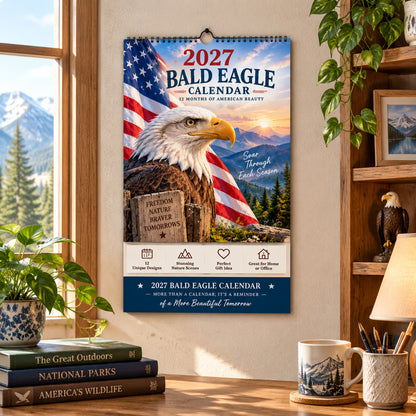 🦅 2027 Bald Eagle Wall Calendar – 12 Months of Freedom & American Beauty