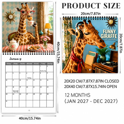 🦒 Funny Giraffe 2027 Wall Calendar – Music, Sass & Long-Necked Charm